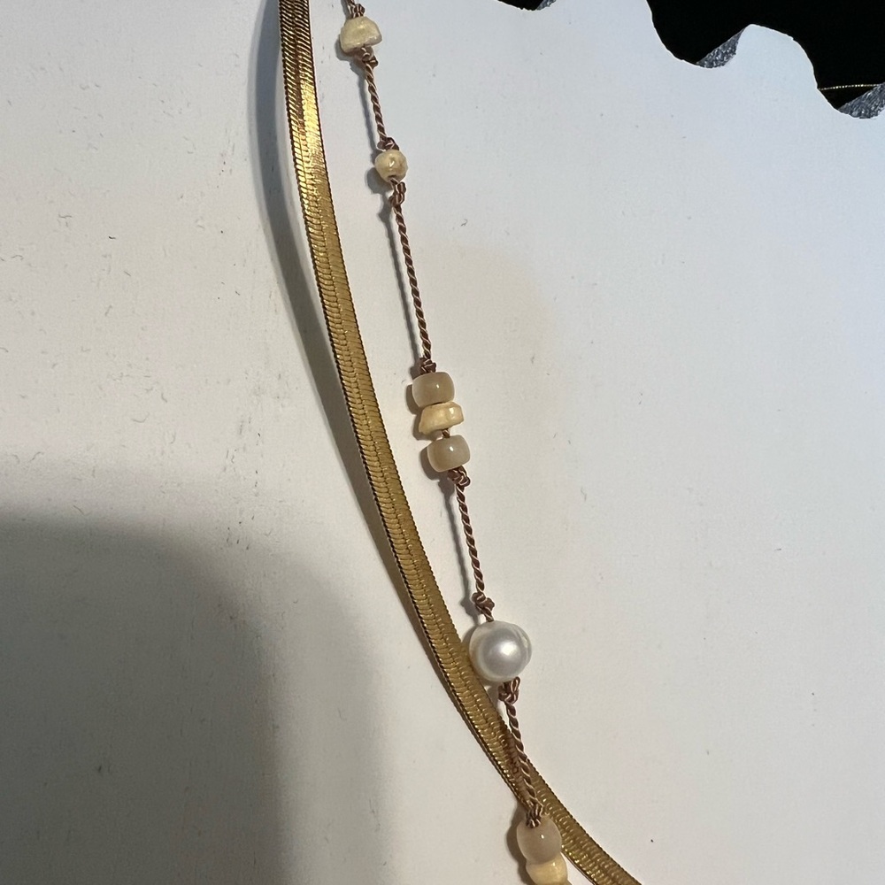 Noonday Collection Gold Plated and Natural Stone String Necklace Set - Picture 3 of 14